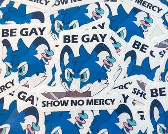 Furry Cat Gay Show No Mercy Sticker Knife for Notebook, Laptop, Water Bottle