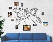 Geometric Metal World Map with Frames and Sticker Rods Set, Metal Wall Decor, Metal Wall Art, Metal World Map Wall Art, Metal Sign