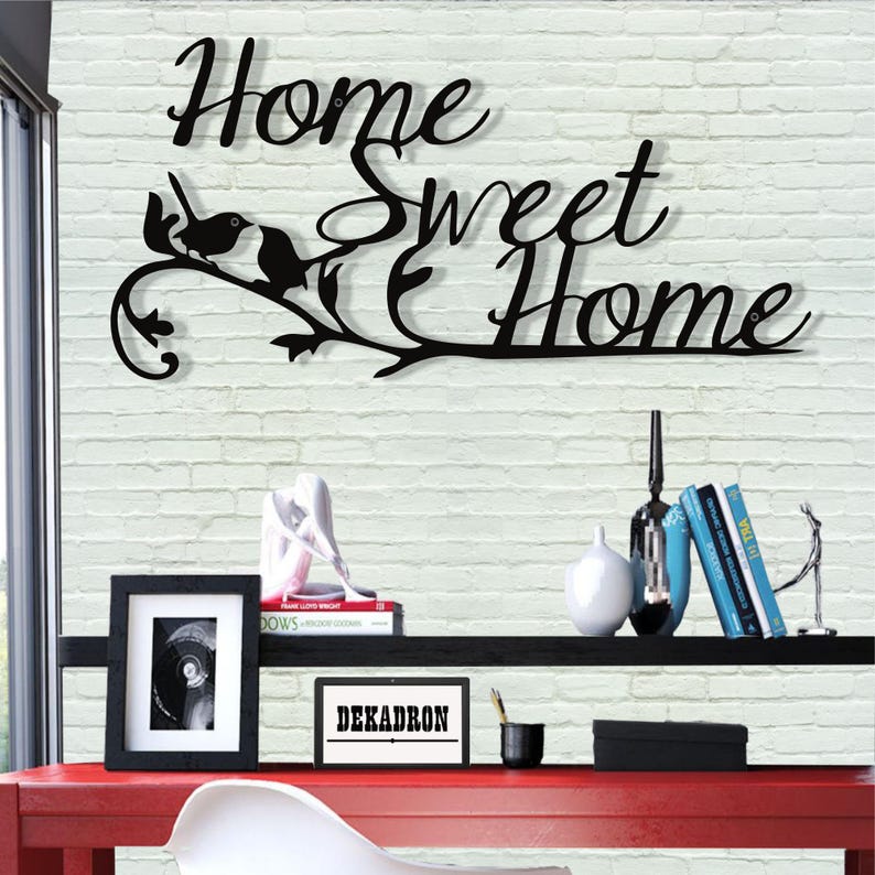 Metal Wall Art Home Sweet 3d Silhouette Decor Decoration Outdoor Door Sign Sculpture