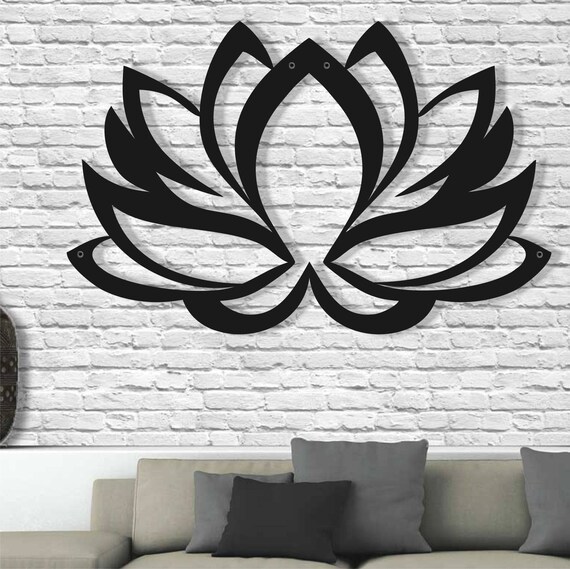Metal Wall Art Lotus Flower 3D Wall Silhouette Metal Wall | Etsy