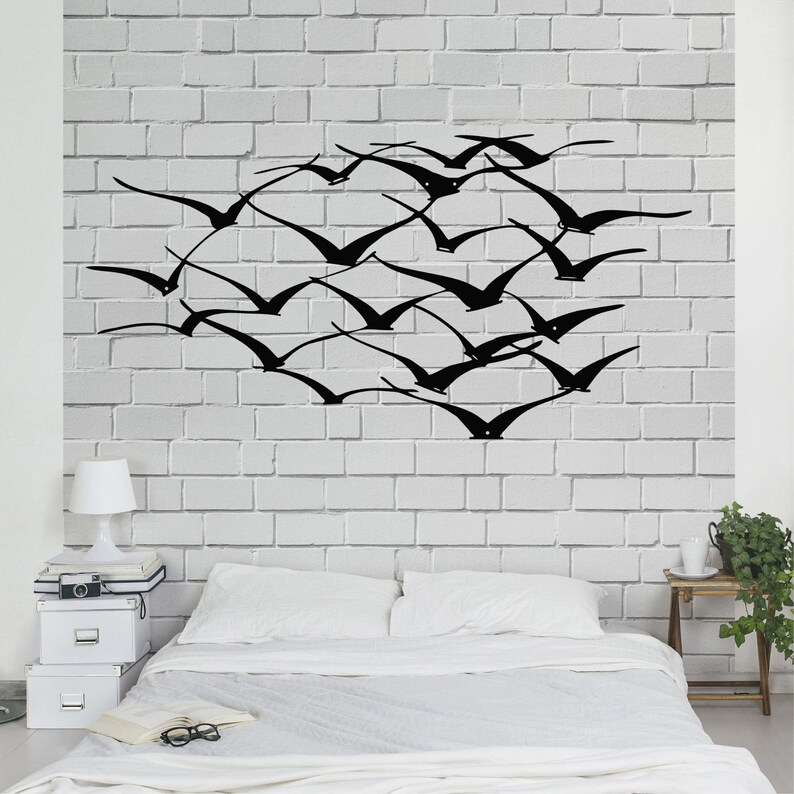 Metal Wall Art Cranes Metal Bird Decor 3d Wall Silhouette Etsy