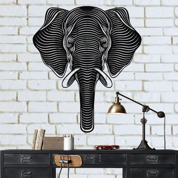 Metal Wall Art Unique Design Elephant Head Decor Interior Decoration Living Room Animal M L Xlarge