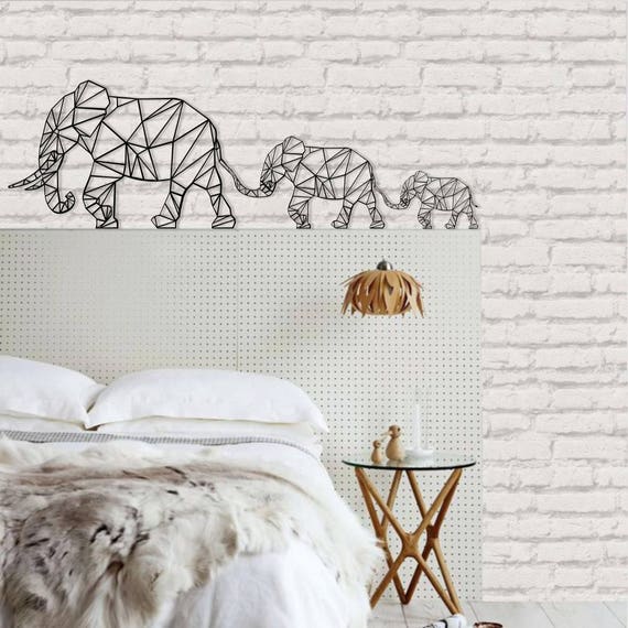 Elephant Wall Art Geometric Elephants Family 3D Wall Etsy