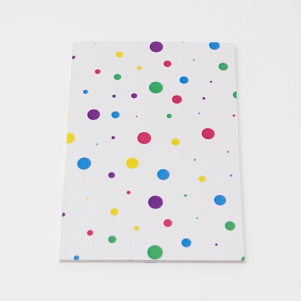 A6 Notebook - Bright Dots Design - Lined Pages From Recycled Paper