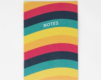 A6 Notebook - Colourful Wave Design - Lined Pages - Recycled Paper