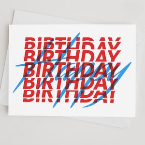 Buon compleanno rosso e cartolina d'auguri A6 blu