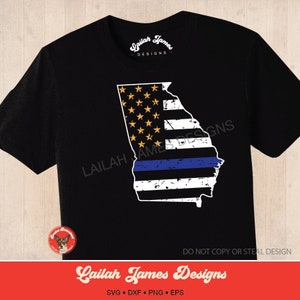 Georgia Blue Line, Thin Blue Line, Georgia, Police, digital download, svg, Georgia State, grunge, distressed, Blue Line svg