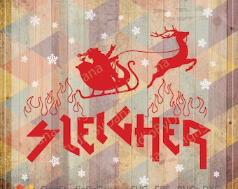 christmas svg, christmas, sleigher, sleigher svg, rock n roll christmas, heavy metal christmas, santa svg, santa, svg, download, cut file