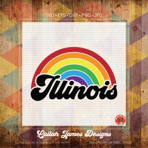 Illinois svg, Rainbow svg, downloads, Illinois, Rainbow, svg, eps, png, dxf, jpg, SVG digitaal, svg bestanden, dxf bestanden, retro svg