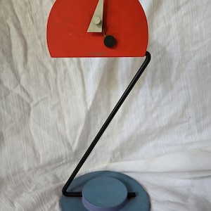 Memphis Style CONSTRUCTIVISM Aluminum Desk Clock By Nicolai CANETTI 1980s original single AA battery operated