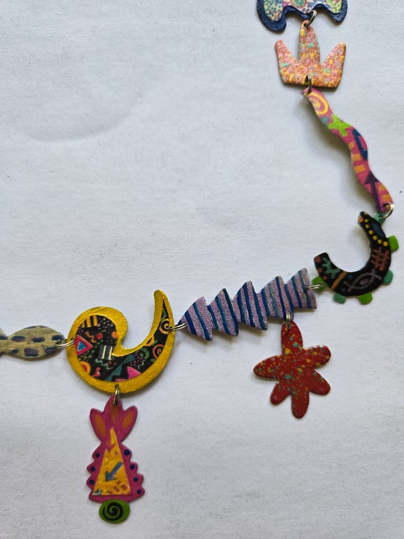 Colorful Funky Shapes and Patterns Necklace 1980s… - image 5