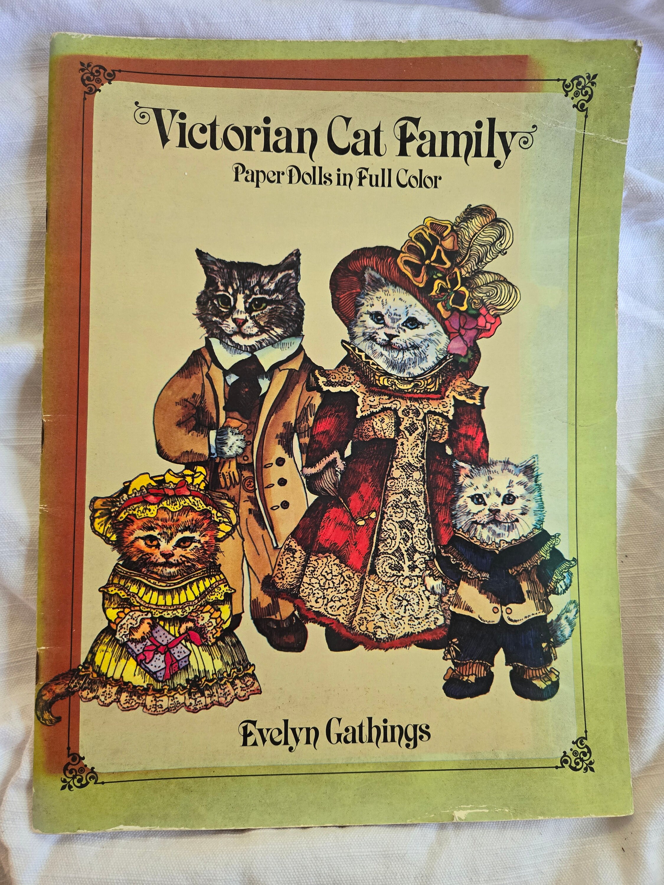 1984 Victorian Cat Family Paper Dolls in Full Color by Evelyn Gathings