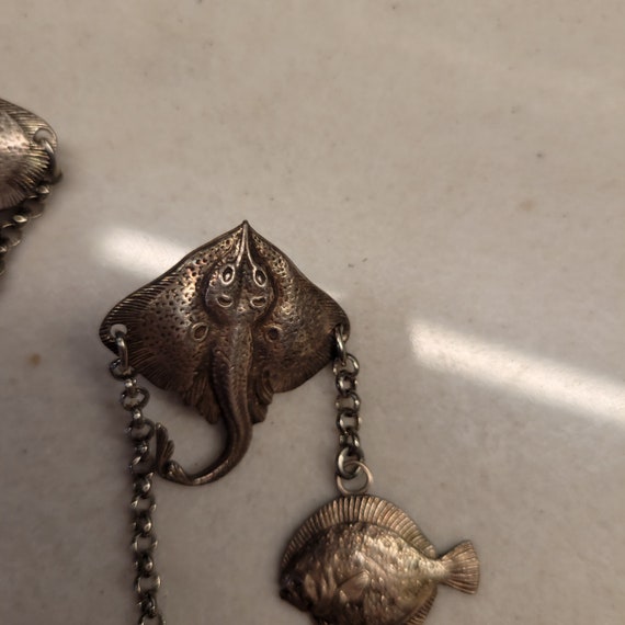 Vintage stingray and fish earrings - image 6