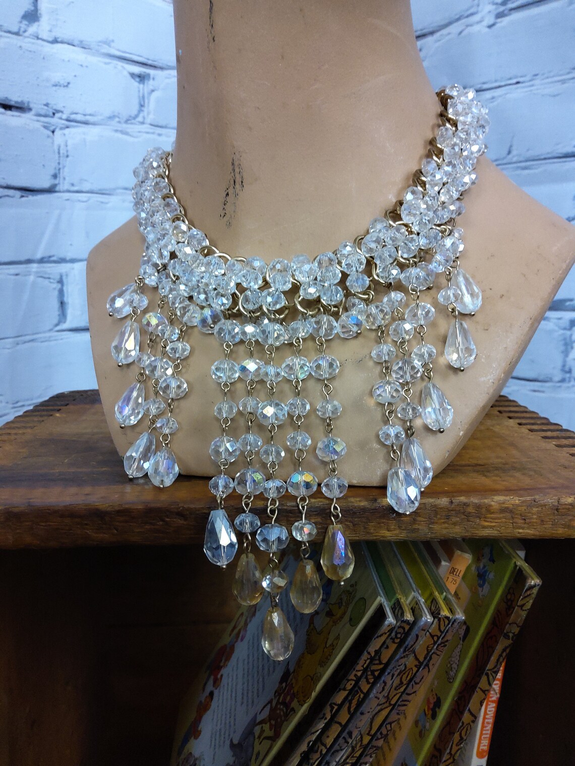 90's2000's Faux Crystal Elegant Necklace Dangle Etsy