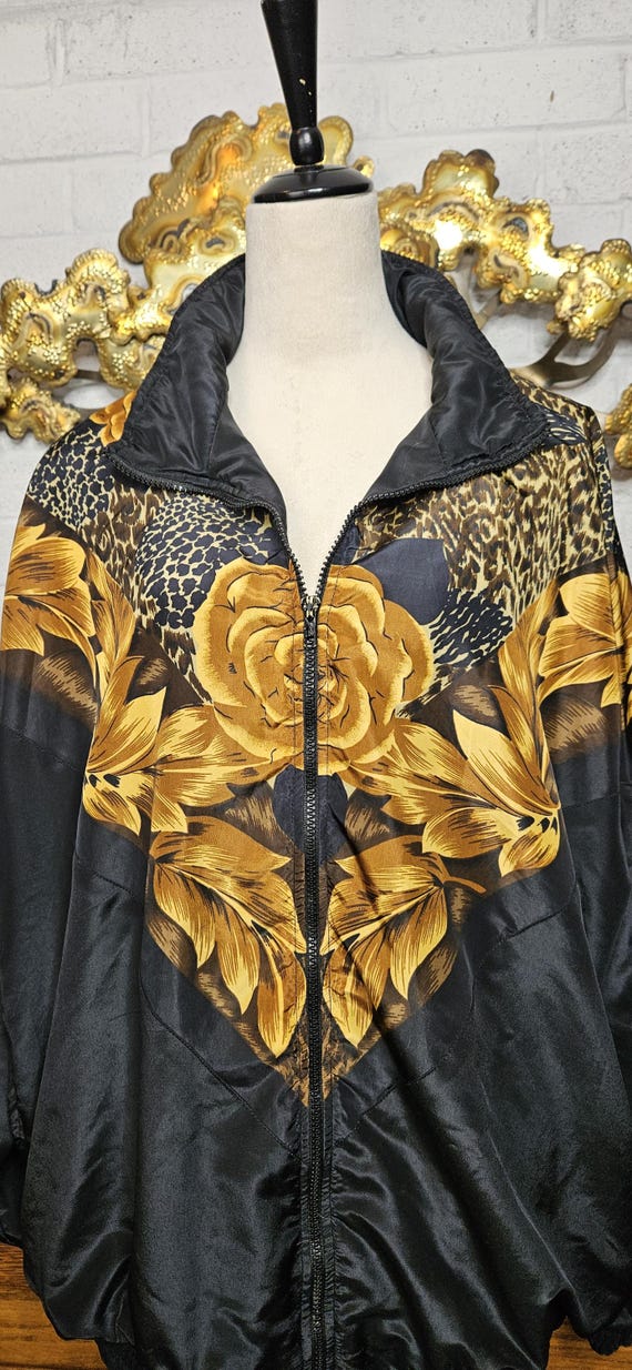 1980's Rich Black & Gold Track Blazer/Jacket Casu… - image 3
