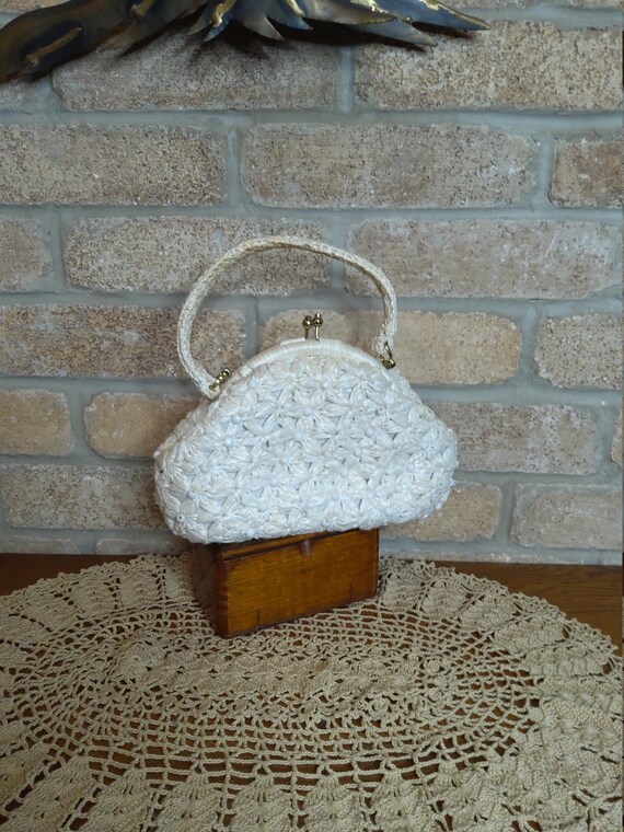 Vintage 60's Creme-color Straw Purse