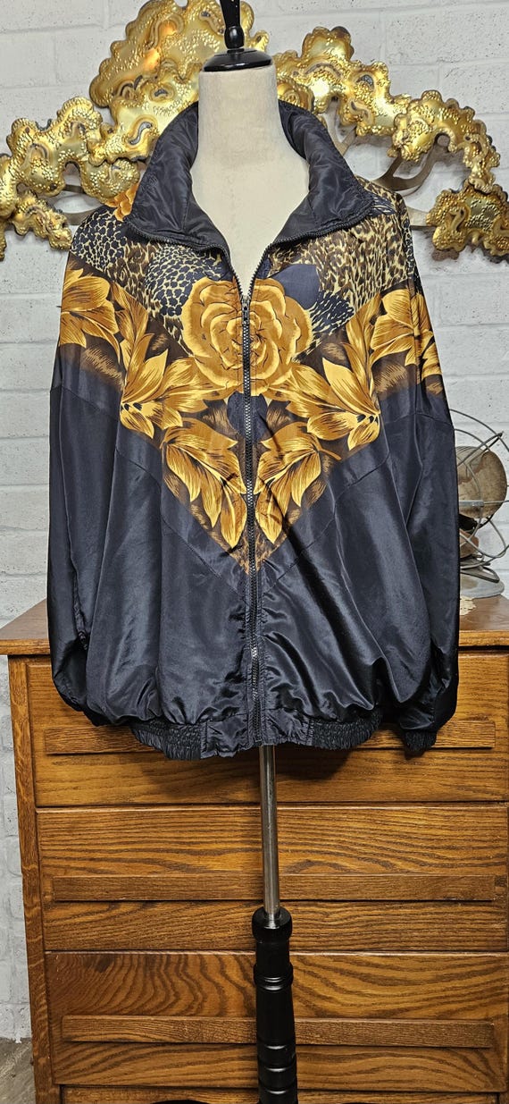 1980's Rich Black & Gold Track Blazer/Jacket Casu… - image 2