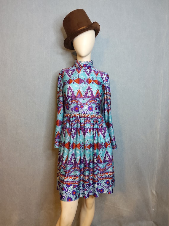 1970's Psychedelic Baby Doll Mini Dress