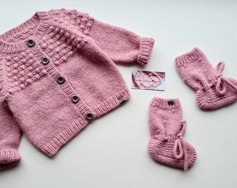 hand knitted baby kids girl boys sweater hoodie cardigan jumper pullover unisex cute nice cozy knitted with alpaca and merino soft yarn