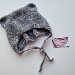 Chapeau de bébé tricoté/ bonnet dours en peluche/tenue de retour à la maison/gif pour une fille/cadeau pour un garçon/casquette en laine mérinos/accessoires dalpaga moelleux/mignon/agréable image 7