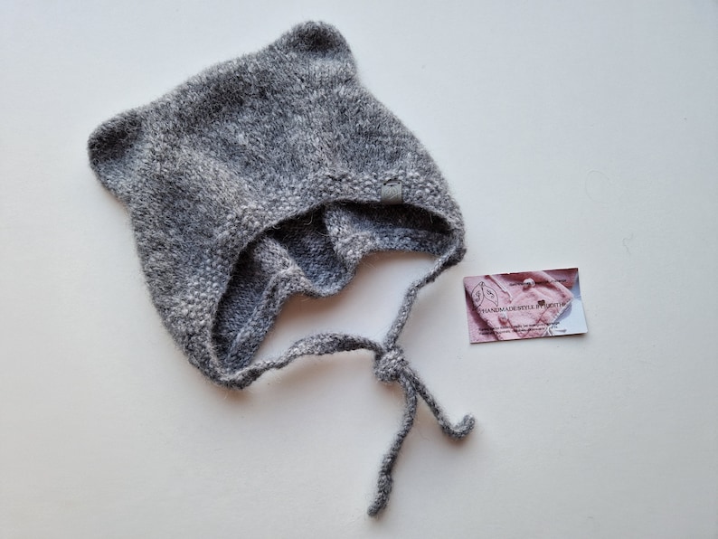 Chapeau de bébé tricoté/ bonnet dours en peluche/tenue de retour à la maison/gif pour une fille/cadeau pour un garçon/casquette en laine mérinos/accessoires dalpaga moelleux/mignon/agréable image 7