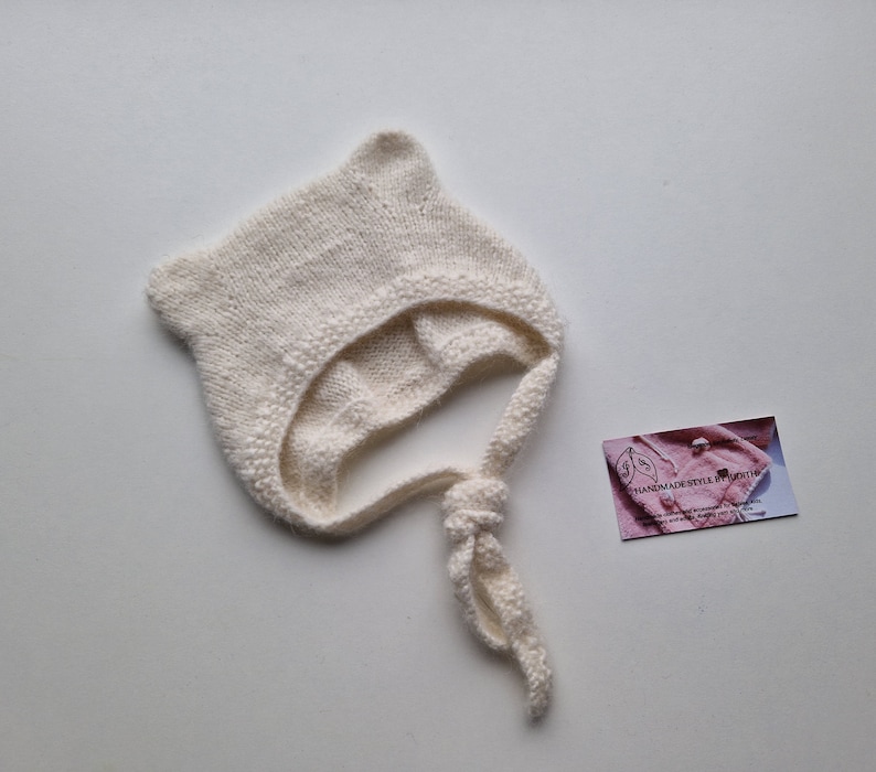 Chapeau de bébé tricoté/ bonnet dours en peluche/tenue de retour à la maison/gif pour une fille/cadeau pour un garçon/casquette en laine mérinos/accessoires dalpaga moelleux/mignon/agréable image 3