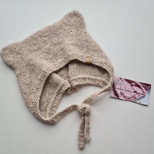 Chapeau de bébé tricoté/ bonnet dours en peluche/tenue de retour à la maison/gif pour une fille/cadeau pour un garçon/casquette en laine mérinos/accessoires dalpaga moelleux/mignon/agréable image 6