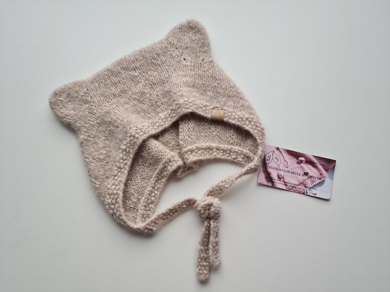 Chapeau de bébé tricoté/ bonnet dours en peluche/tenue de retour à la maison/gif pour une fille/cadeau pour un garçon/casquette en laine mérinos/accessoires dalpaga moelleux/mignon/agréable image 6