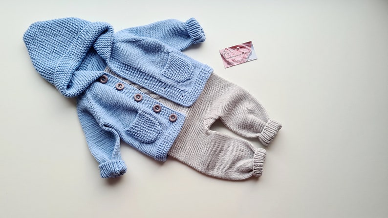 Hand knitted baby sweater/ knitted pullover/ hoodie/ kids jumper/ children cardigan/ jumpers with hood/pullover with buttons/ nice/ hoodie image 5