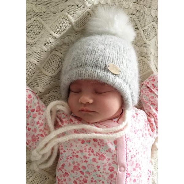 Tricoté à la main super mignon bébé filles garçons unisexe chapeau bonnet chapeau nouveau-né avec véritable pompon de fourrure fabriqué avec du fil mérinos alpaga super doux