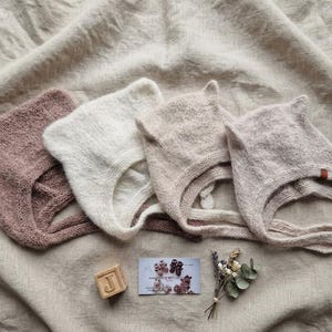 Gestrickte Baby Kitty Mütze: Alpaka Merino Wolle Mütze