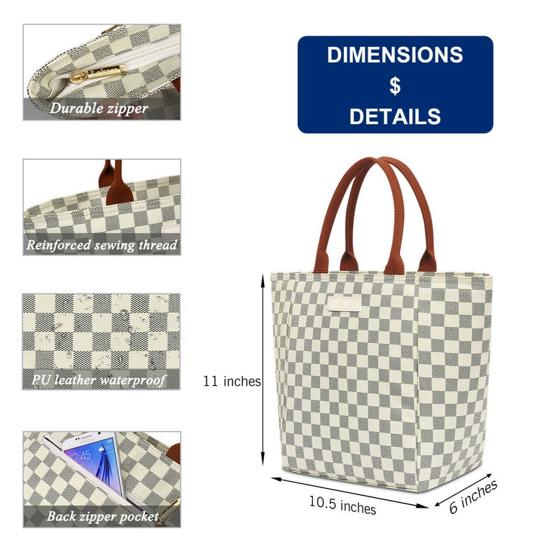 Stylish PU leather lunch bag Insulated Thermal Food Tote High Etsy