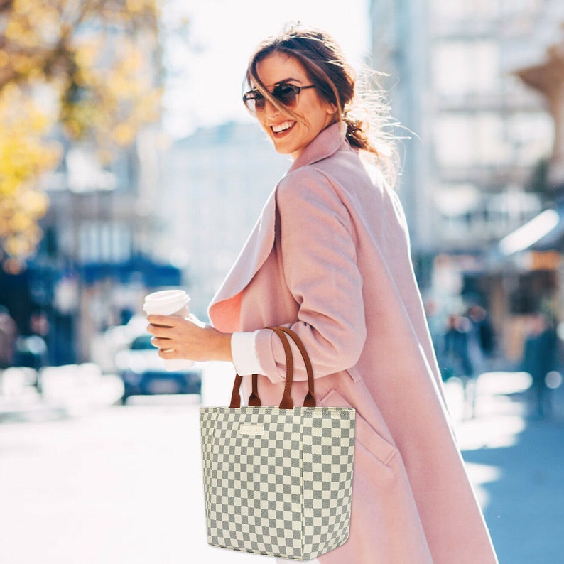 Stylish PU leather lunch bag Insulated Thermal Food Tote High Etsy