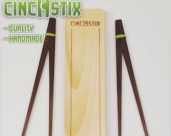 CinchStix Blk Walnut Storage/GiftBox Set, Kids Chopsticks, 2pair, Fun, Easy Chopsticks, Training Learning Helper