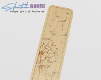 SketchMarks - Unique Pen & Ink BookMarks, Dandelion, Book Page Holder, Book Lover, Reading