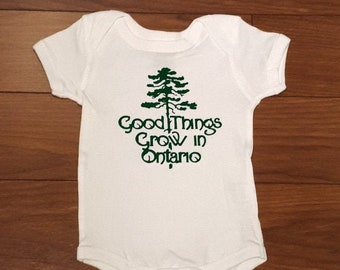 Good Things Grow In Ontario, Baby One Piece, Baby Bodysuit, Baby Shower Gift