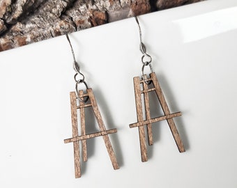 Artist Easel, Wooden Dangle Earrings, Jewelry