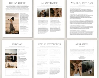 Guida ai prezzi per la fotografia di matrimonio minimalista, modello Canva (download digitale)