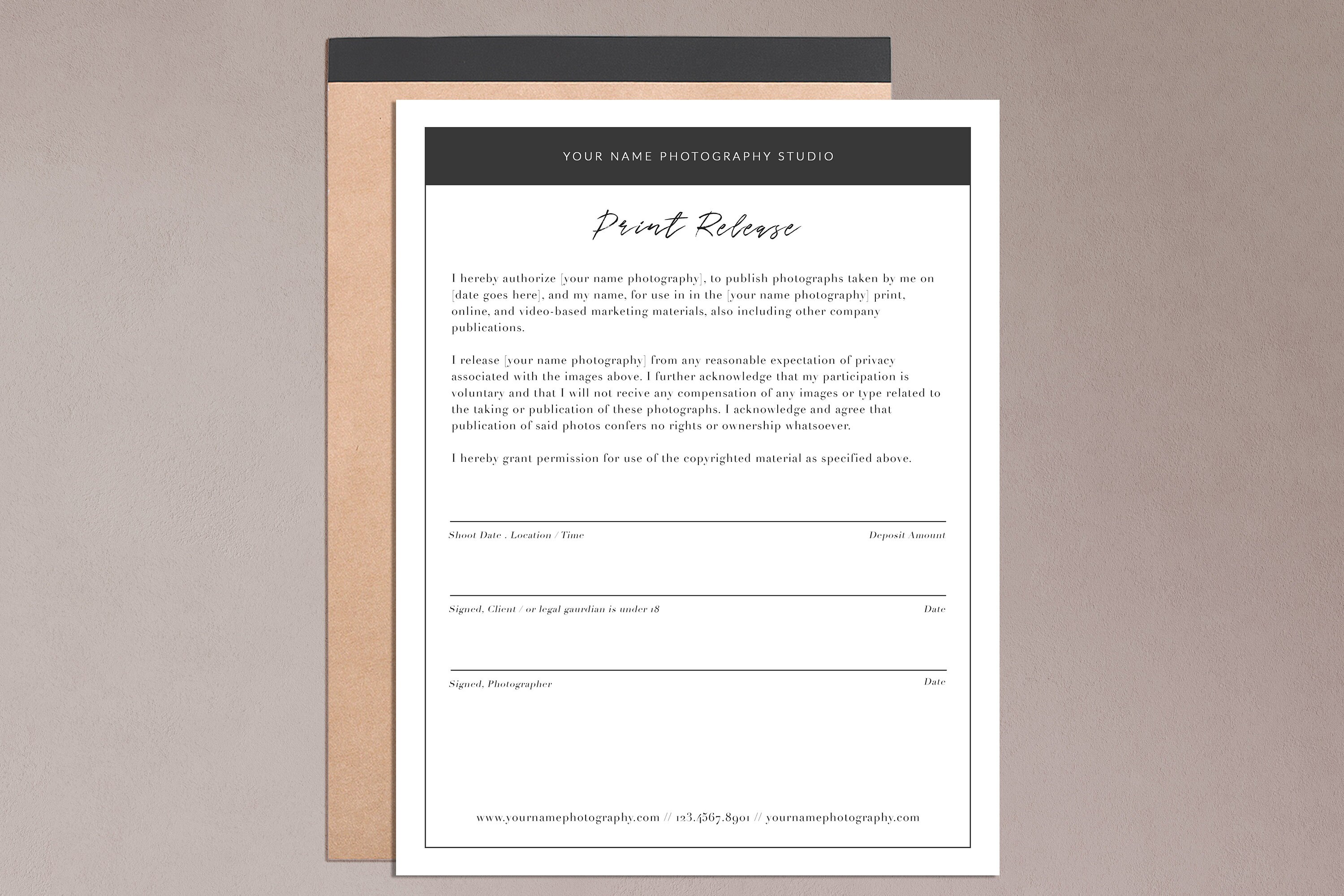 Dahlia Template: | Photography Form Release Print | Print Dahlia Release Template: Photography Form