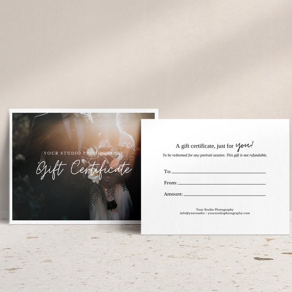 CANVA Gift Card Template for Photographers, Gift Certificate Template for Wedding, Portrait, Family Photographers, CANVA Template - GC003