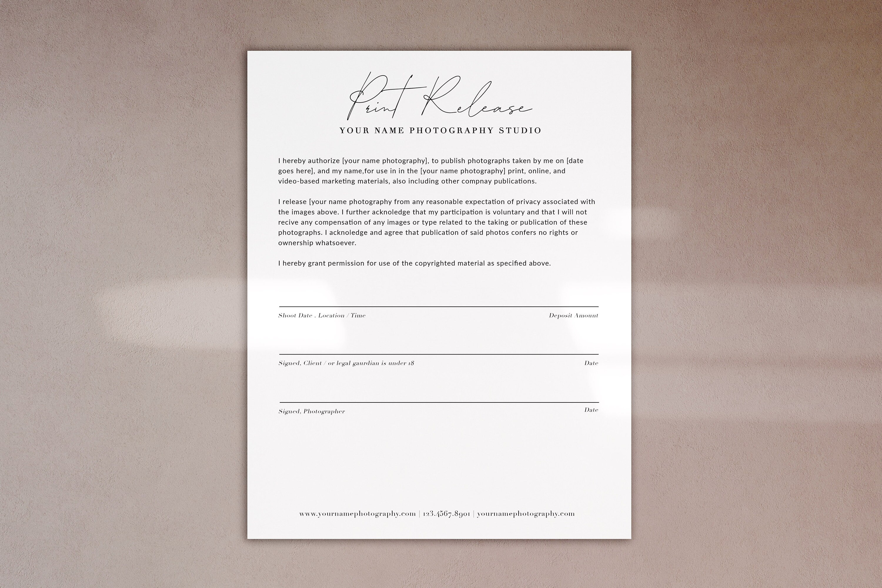 Print Release | Photography Radiant Template: Form Release Template: Photography Radiant Form | Print
