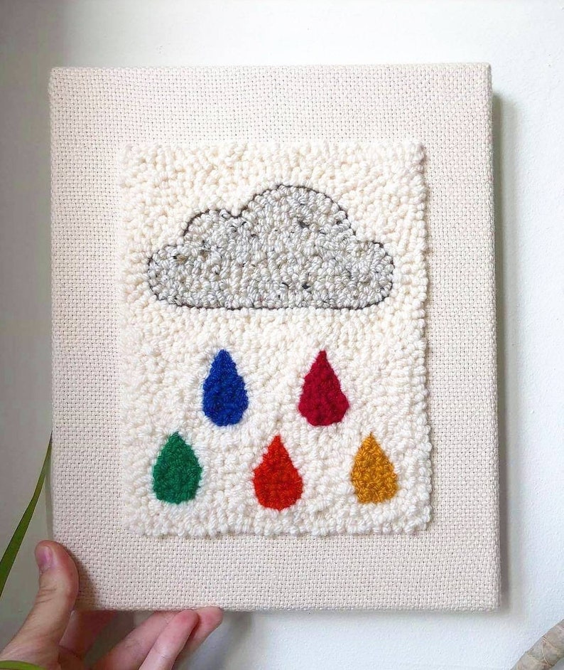 DIY Needle Punch Embroidery Kit Magical Cloud Rainbow Cloud Design Rainbow Cloud Punch Needle Kit Unicorn Nursery Decor Rain Cloud