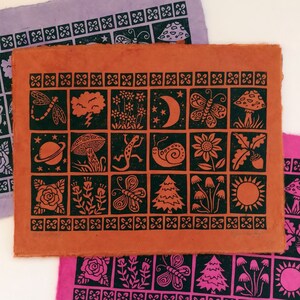 Patchwork Linocut Block Print