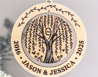 9th Anniversary Gift / Willow Anniversary Ornament // Custom Gift for Husband or Wife