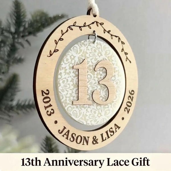 Ornement de 13e anniversaire / Cadeau d'anniversaire de dentelle / Cadeau personnalisé inspiré de la dentelle