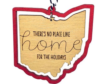 Ohio Christmas Ornament  // 2023 Wooden Christmas Ornament // Gift for the Buckeye Lover, Ohio Fan Gift