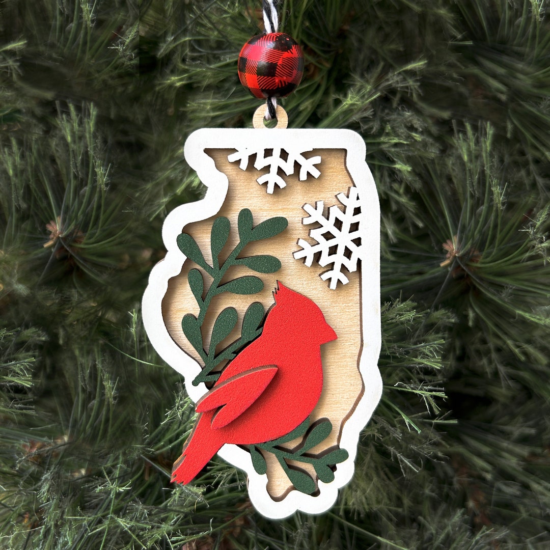 Illinois Cardinal Ornament // 2023 Christmas Ornament // Gift for