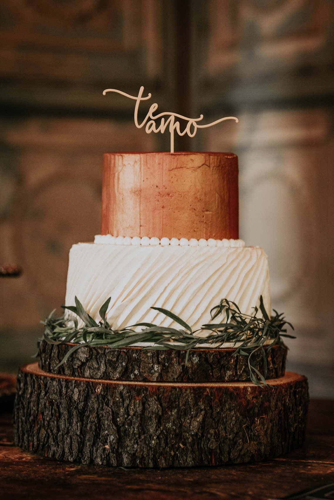 Te Amo I love you Rustic Wedding or Anniversary Cake Topper image 1