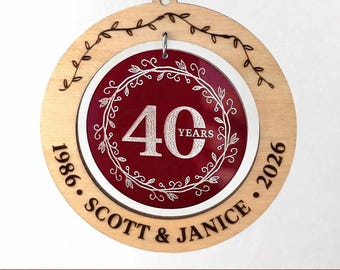 Adorno de regalo para el 40.º aniversario / Regalo de aniversario de rubí para esposo o esposa / Regalo de aniversario de 40 años