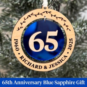 65th Anniversary Gift / Blue Sapphire Anniversary Ornament // Custom, Personalized